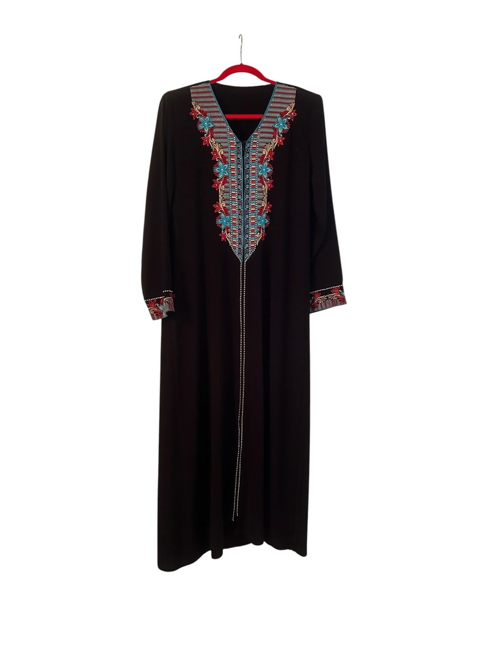 Unbranded black turquoise red gold abaya/kaftan/thobe Size 4